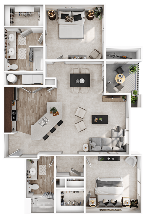 a 3d rendering of a floor plan of a house